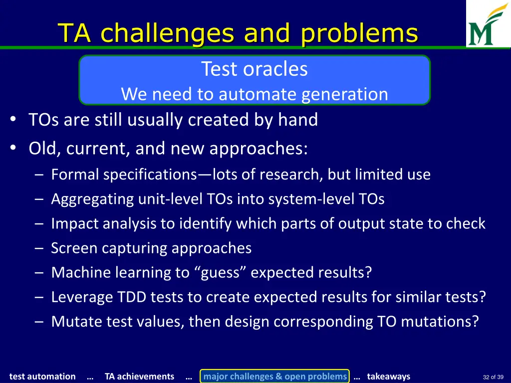 ta challenges and problems test oracles we need