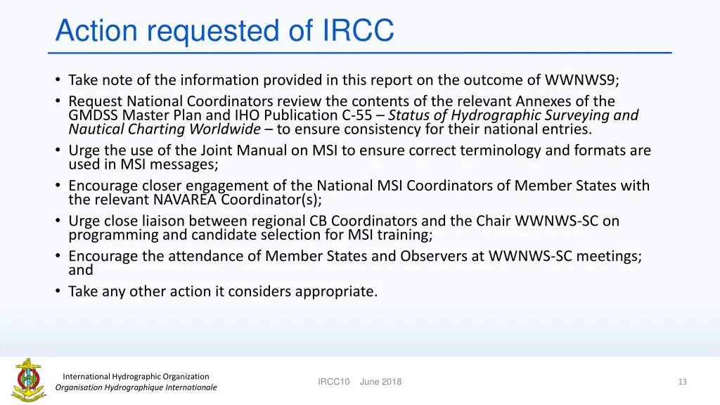 action requested of ircc