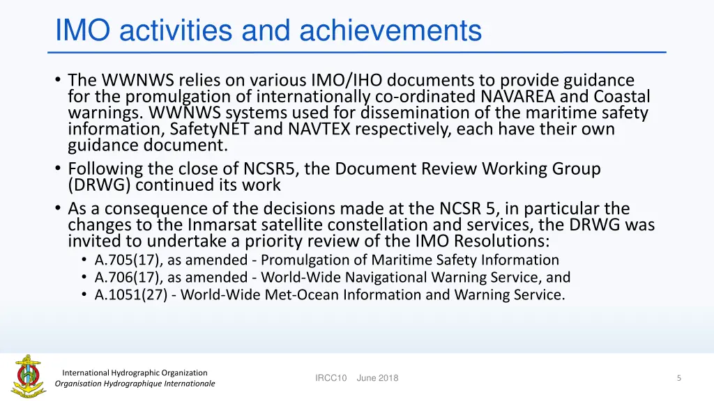 imo activities and achievements 1