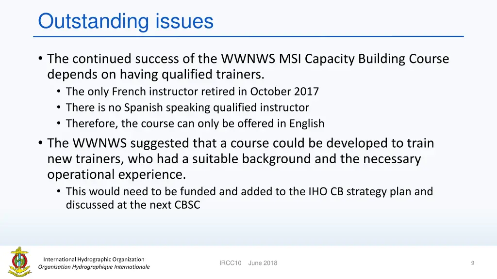 outstanding issues