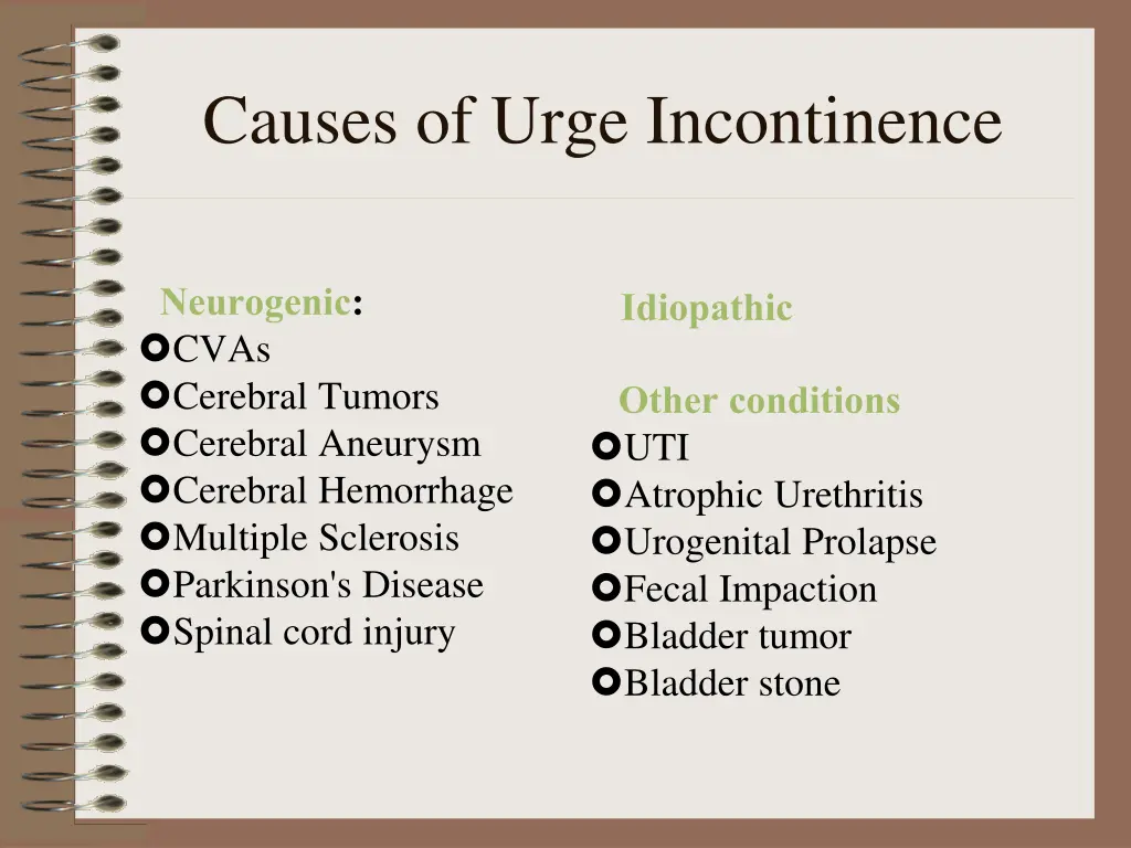 causes of urge incontinence