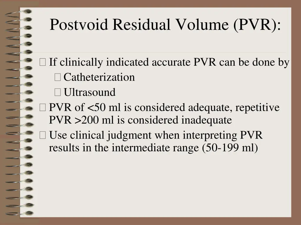 postvoid residual volume pvr