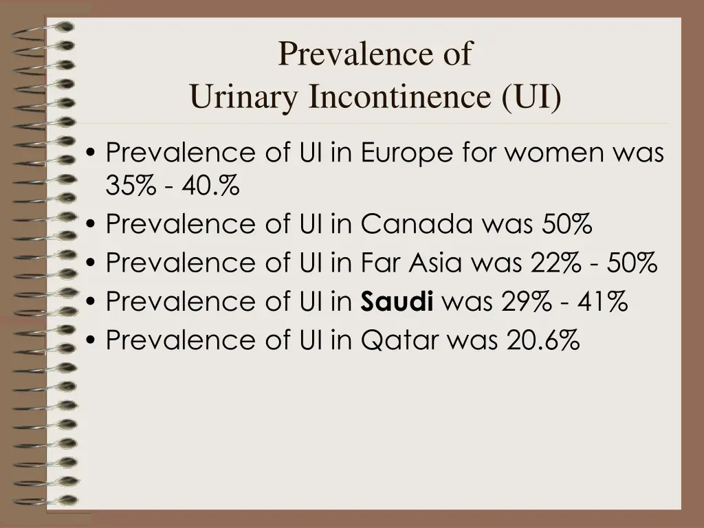 prevalence of urinary incontinence ui