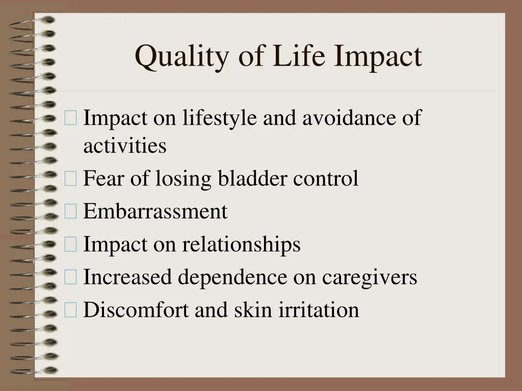 quality of life impact