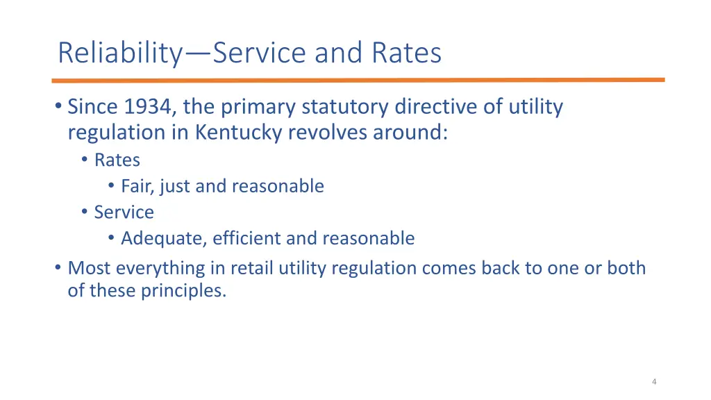 reliability service and rates