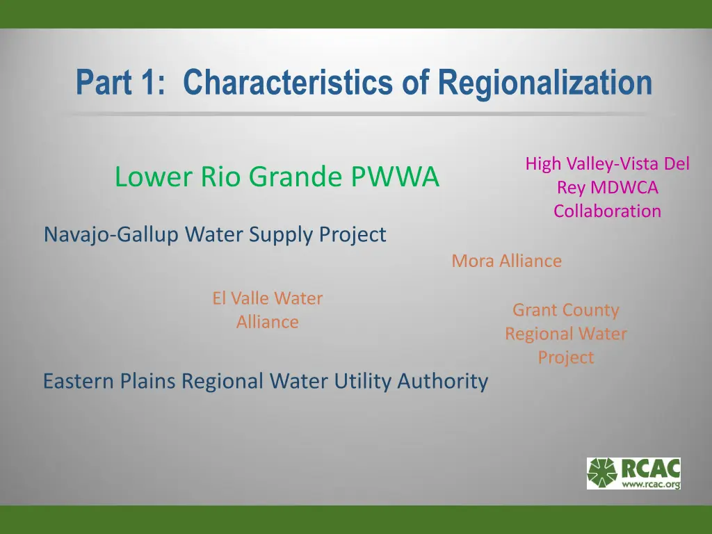 part 1 characteristics of regionalization