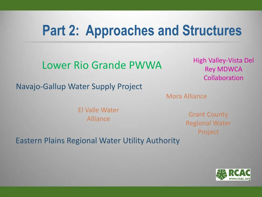 part 2 approaches and structures