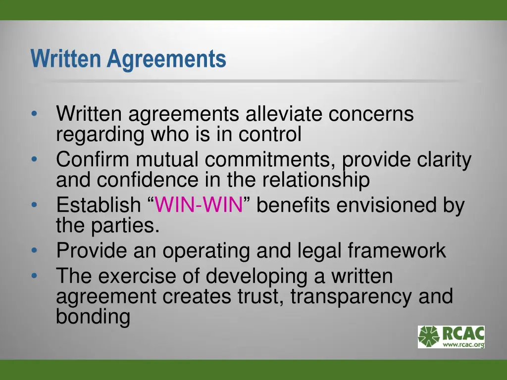 written agreements