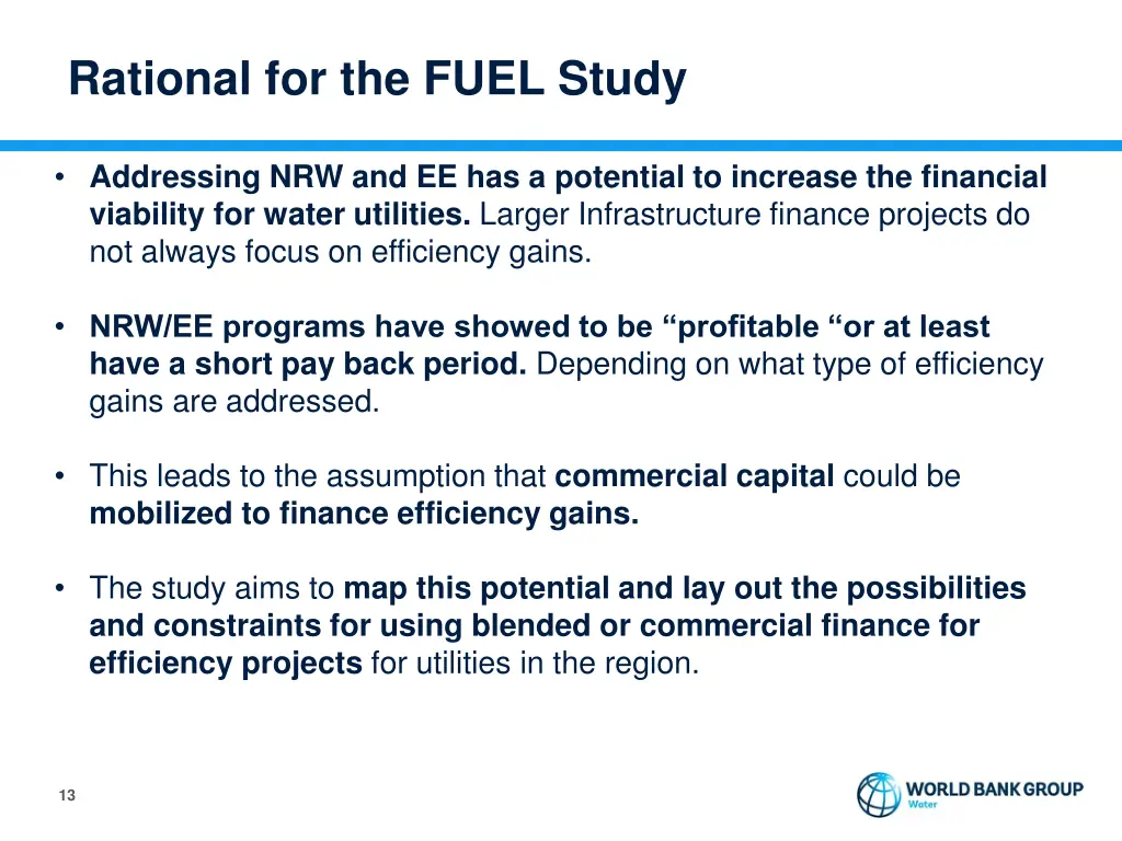 rational for the fuel study