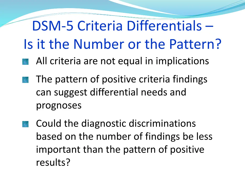 dsm 5 criteria differentials is it the number