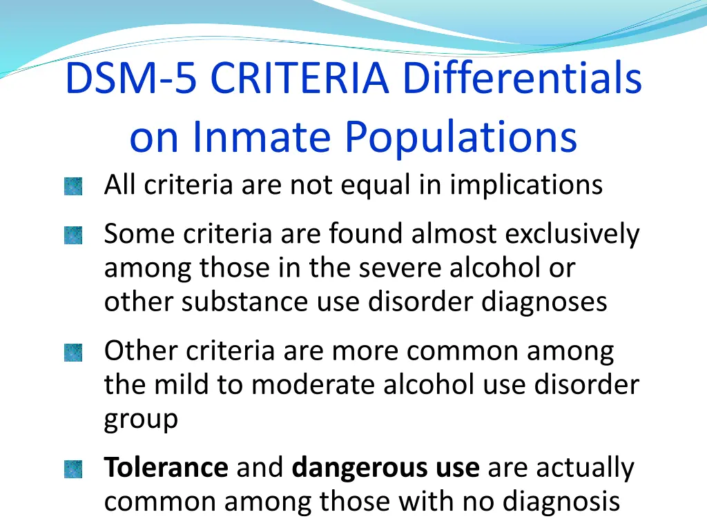 dsm 5 criteria differentials on inmate