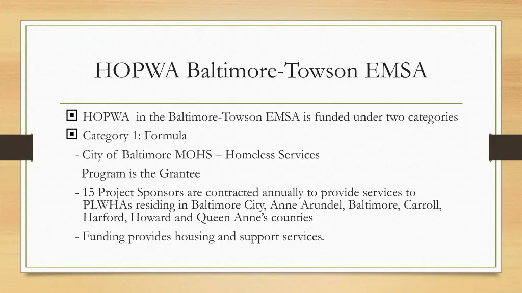 hopwa baltimore towson emsa