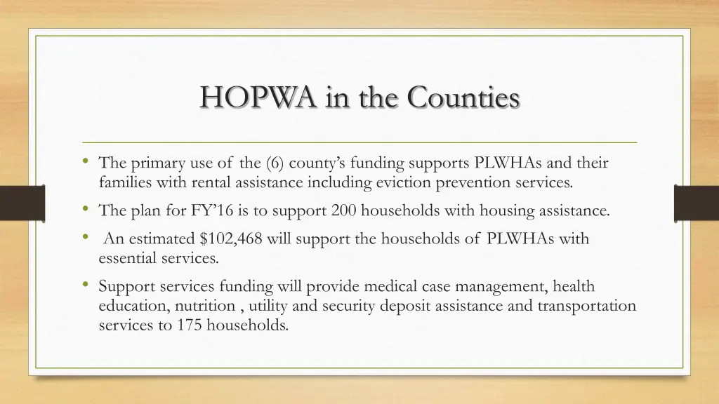 hopwa in the counties
