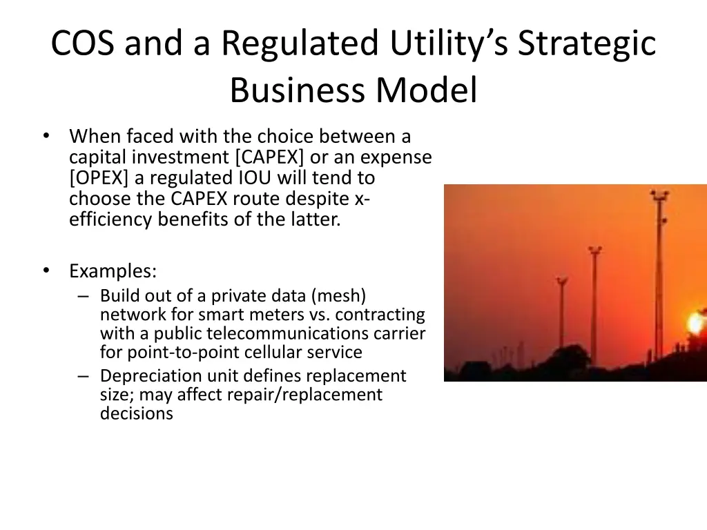 cos and a regulated utility s strategic business