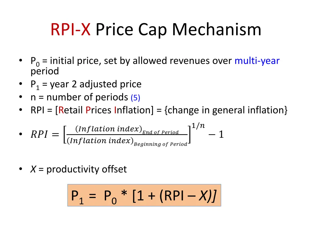 rpi x price cap mechanism