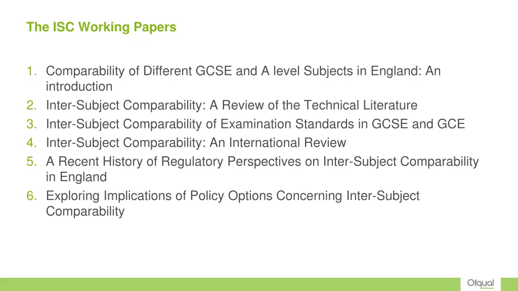 the isc working papers