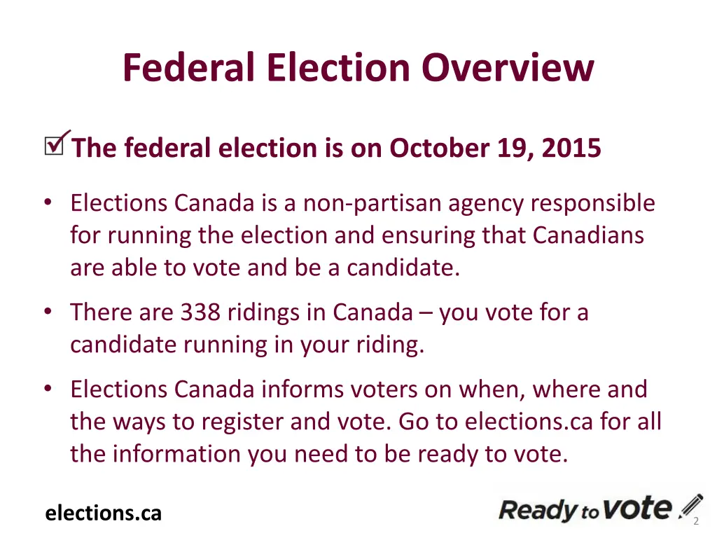 federal election overview