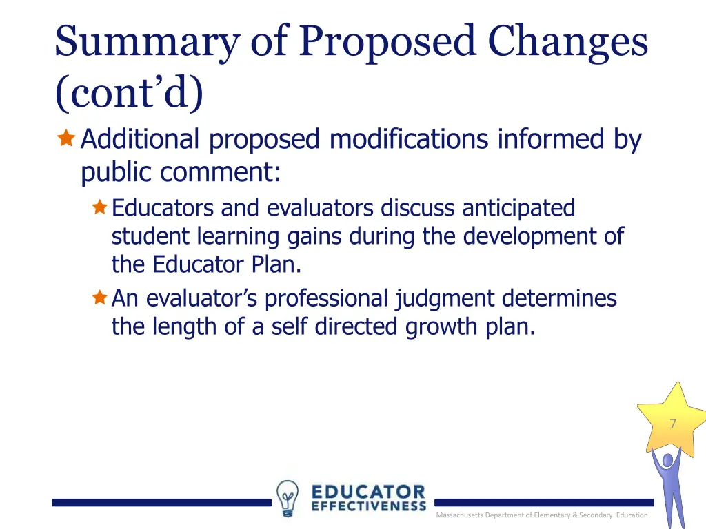 summary of proposed changes cont d additional