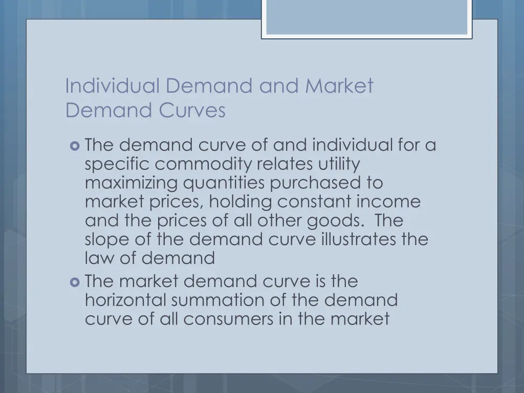 individual demand and market demand curves