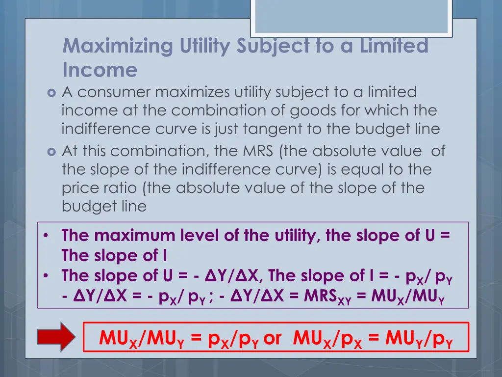 maximizing utility subject to a limited income