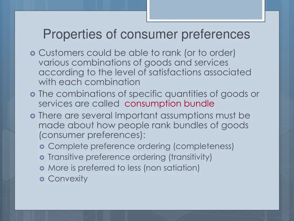 properties of consumer preferences