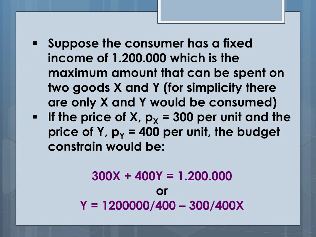 suppose the consumer has a fixed income