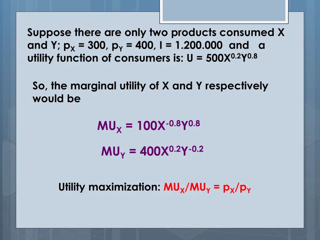 suppose there are only two products consumed