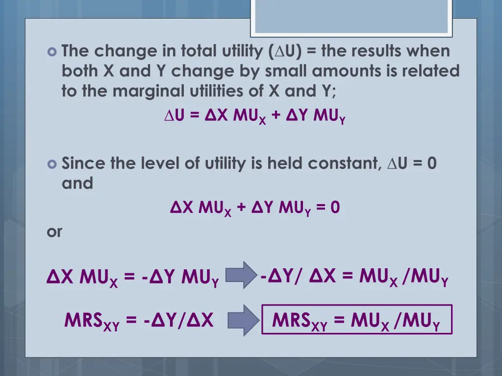 the change in total utility u the results when