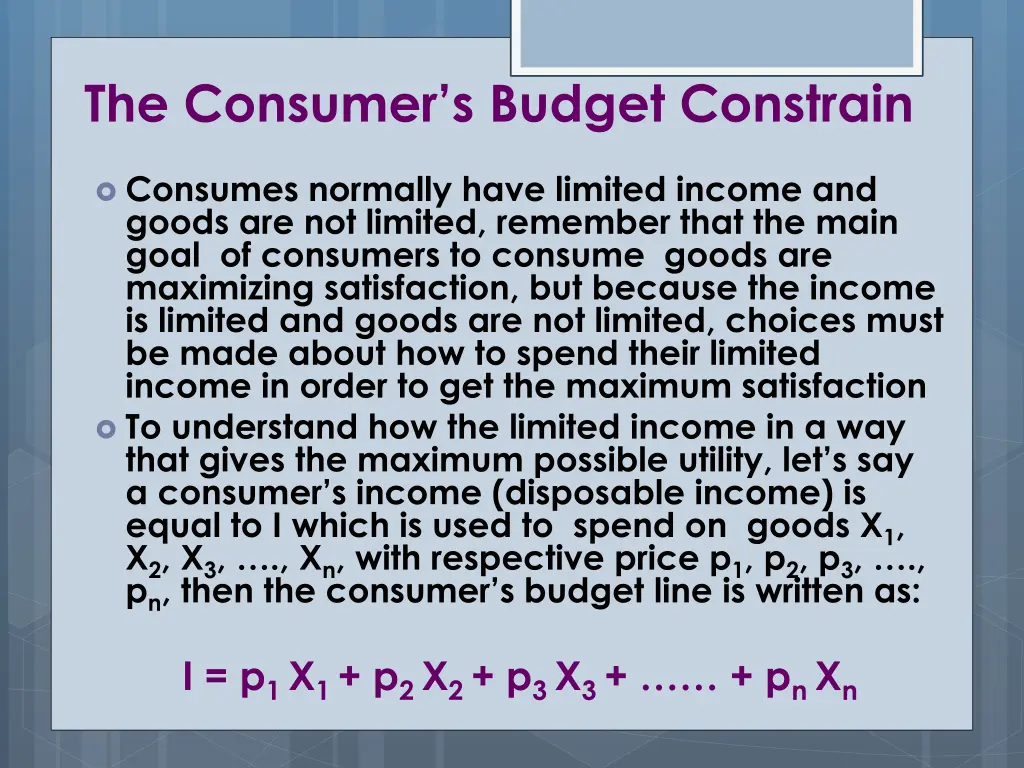 the consumer s budget constrain