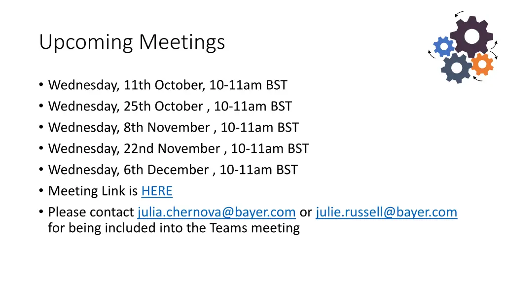 upcoming meetings