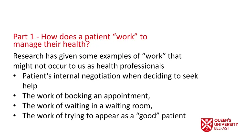 part 1 how does a patient work to manage their 2
