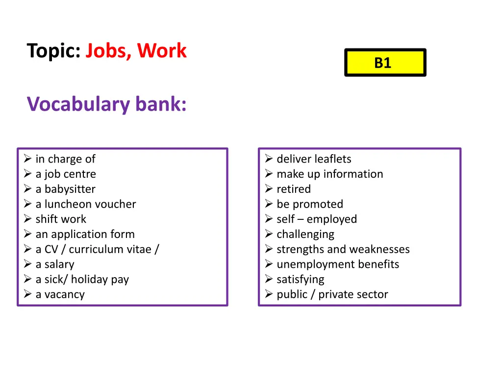 topic jobs work 1