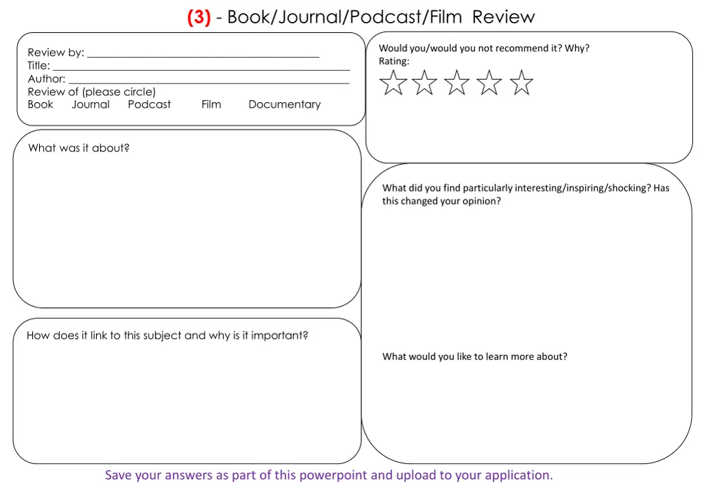 3 book journal podcast film review