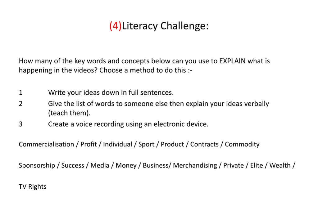 4 literacy challenge
