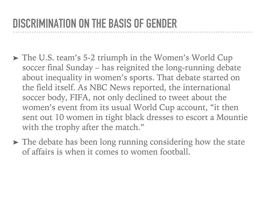 discrimination on the basis of gender