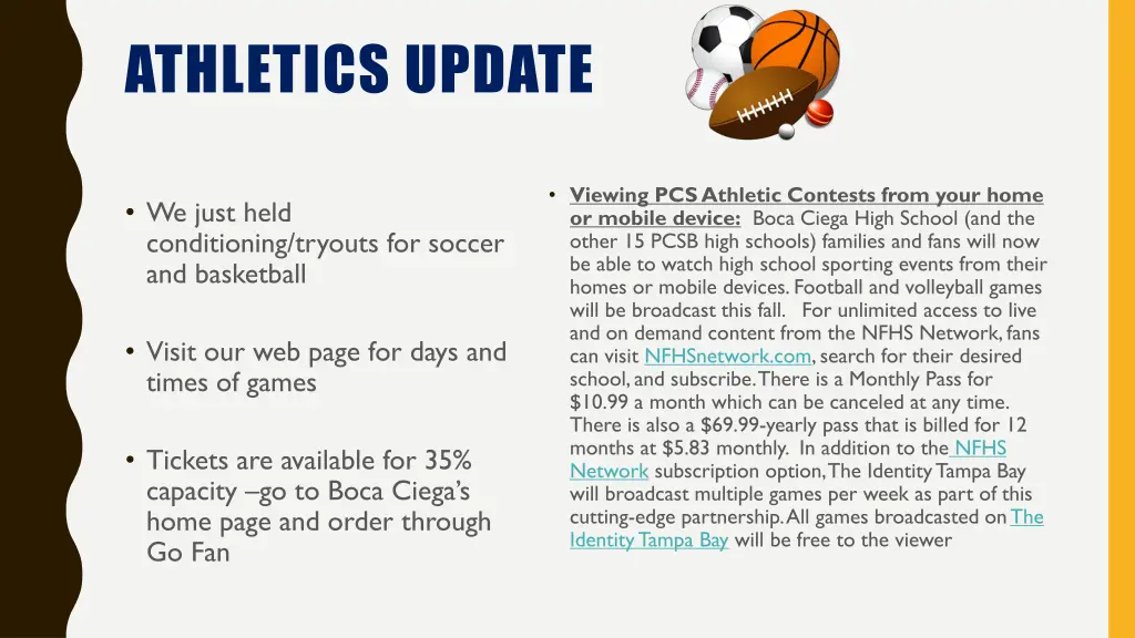 athletics update