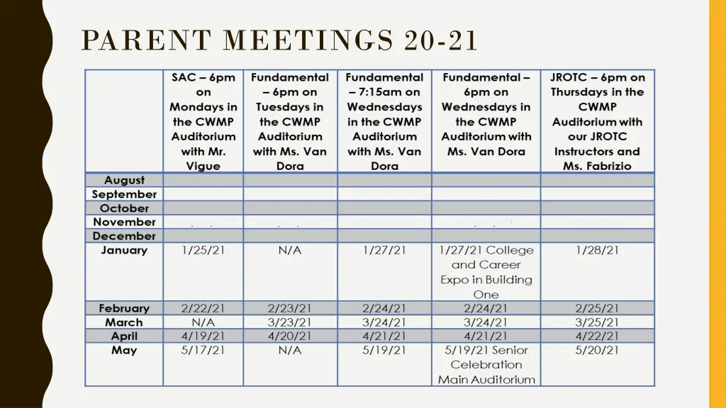 parent meetings 20 21
