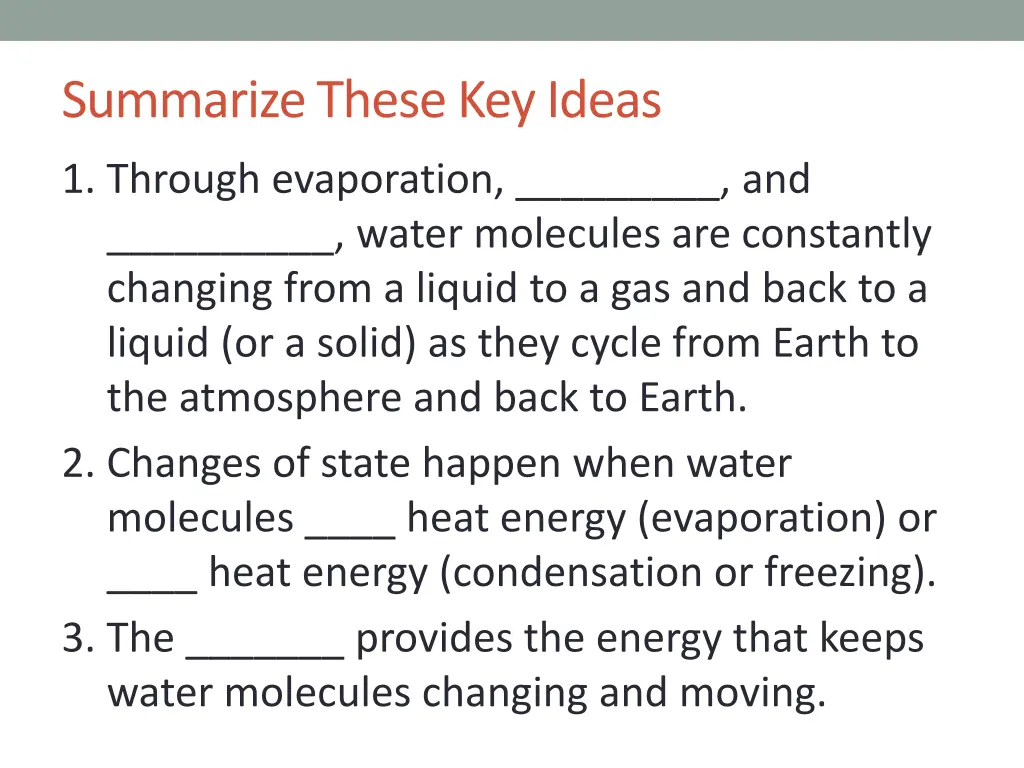 summarize these key ideas