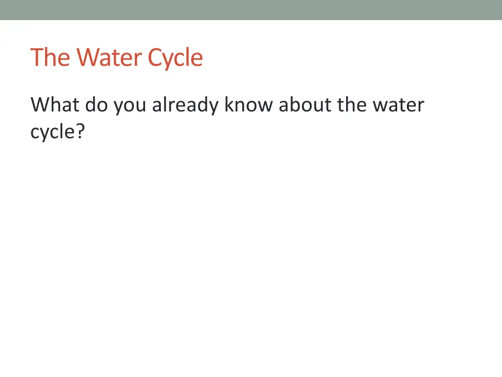 the water cycle