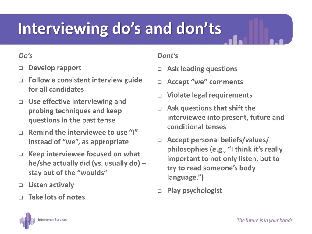 interviewing do s and don ts