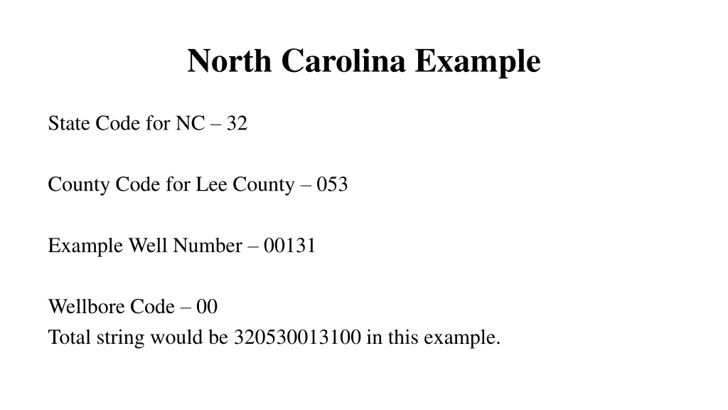 north carolina example