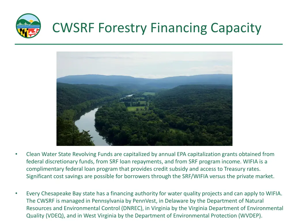 cwsrf forestry financing capacity