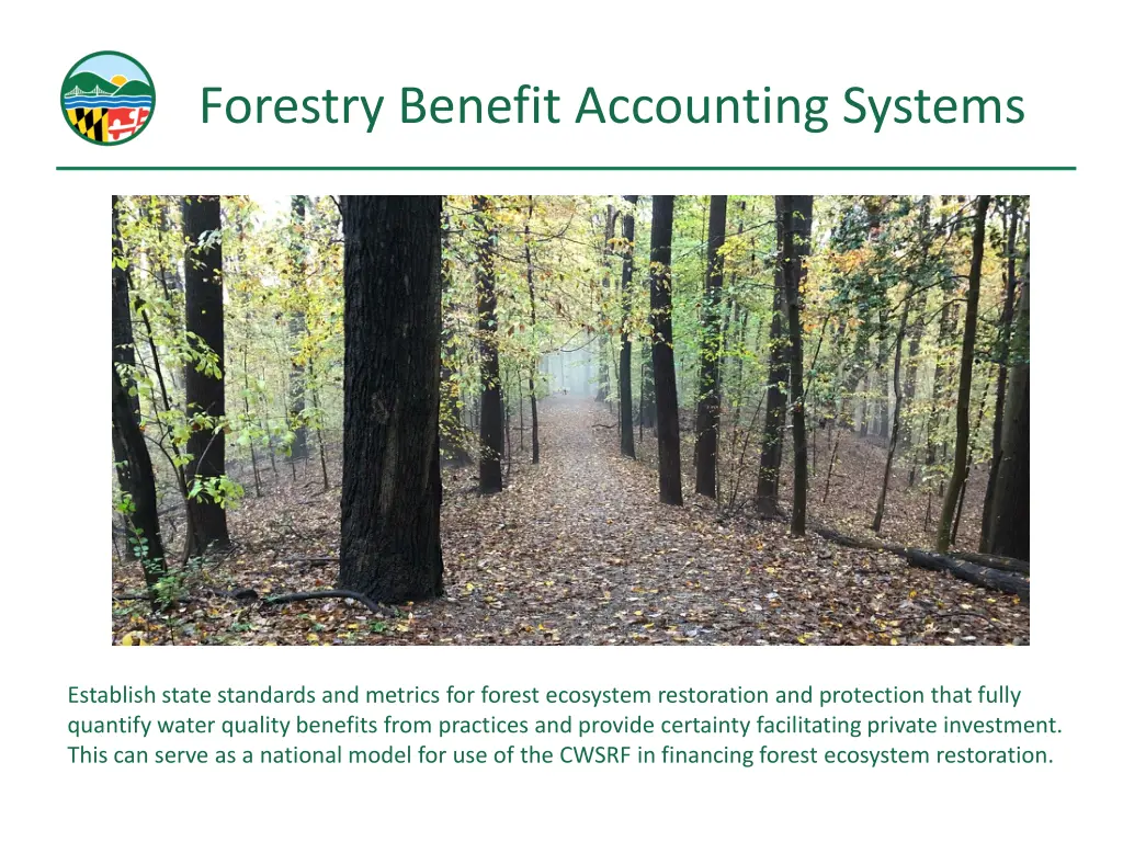 forestry benefit accounting systems