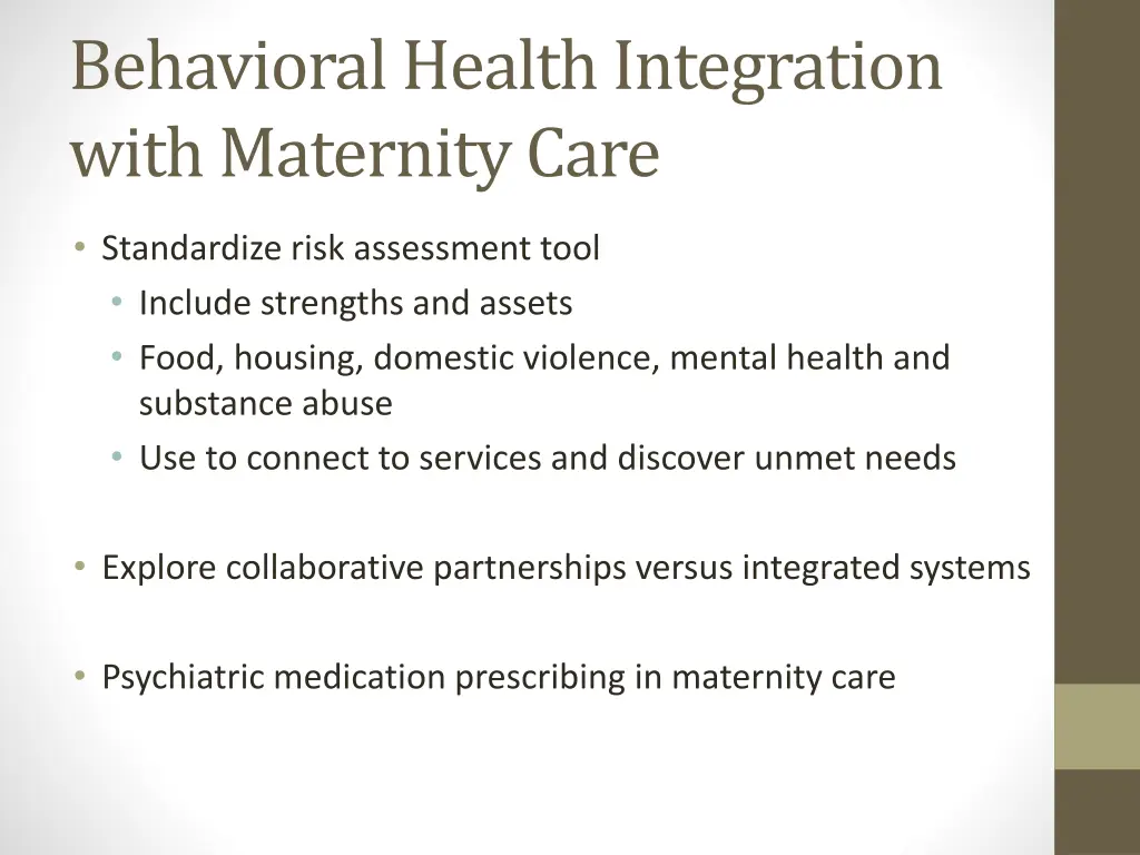 behavioral health integration with maternity care