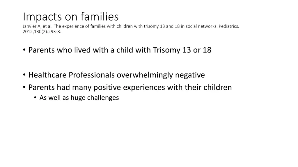 impacts on families janvier