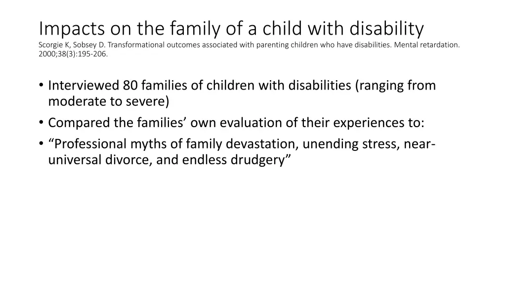 impacts on the family of a child with disability