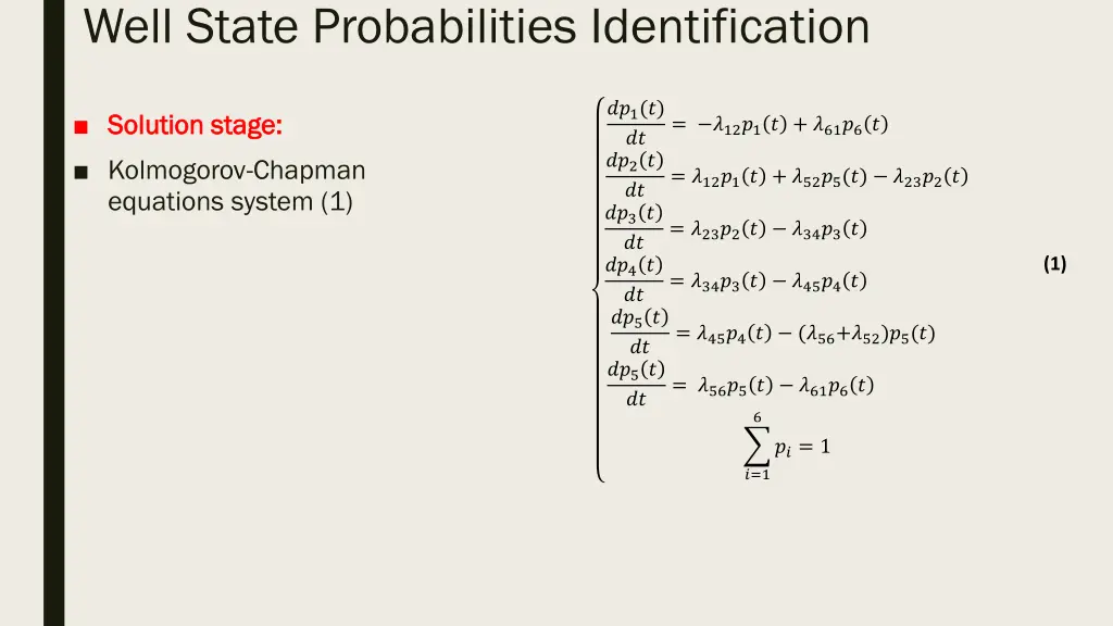 well state probabilities identification