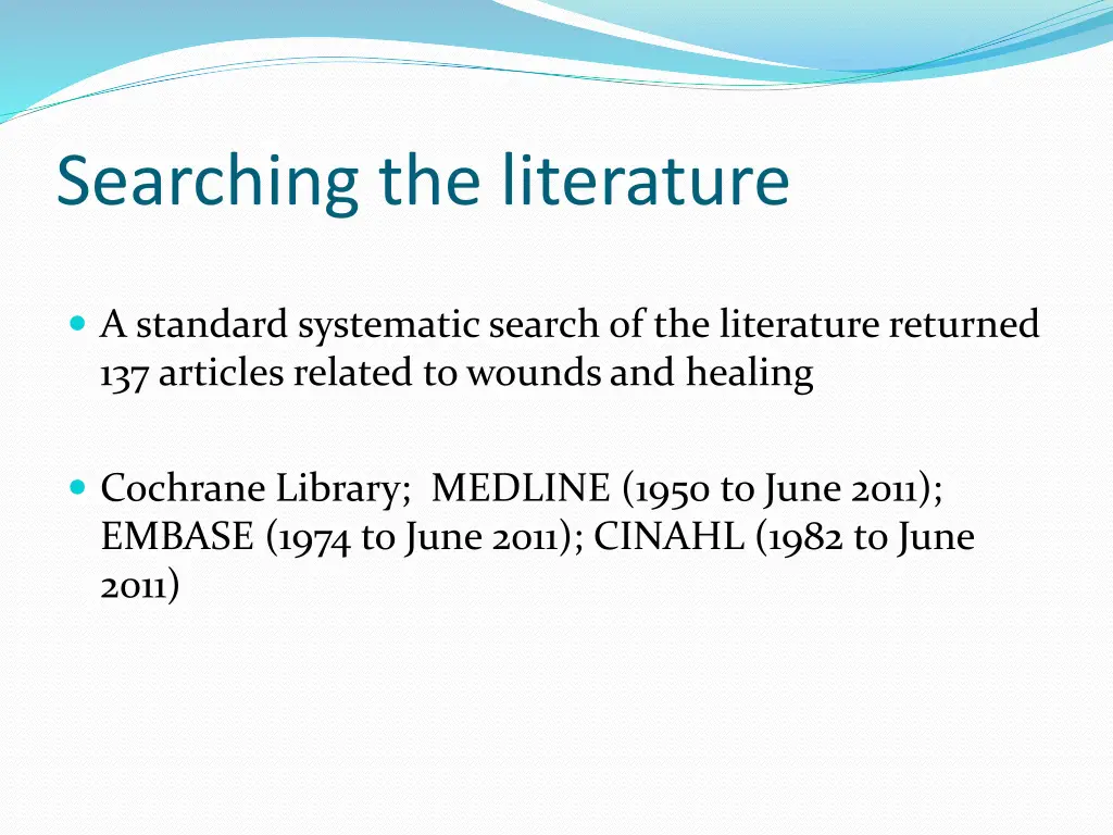 searching the literature