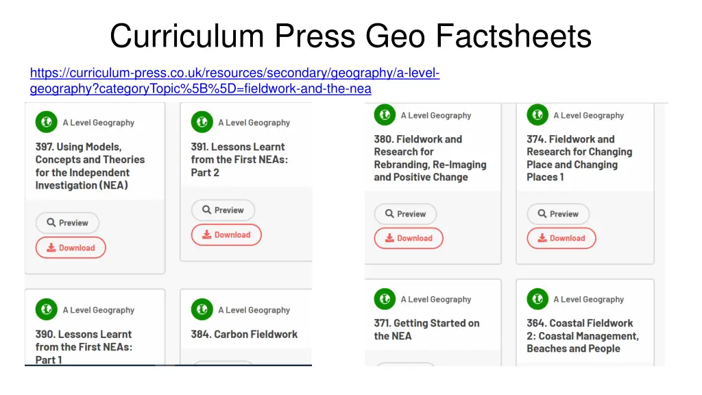 curriculum press geo factsheets