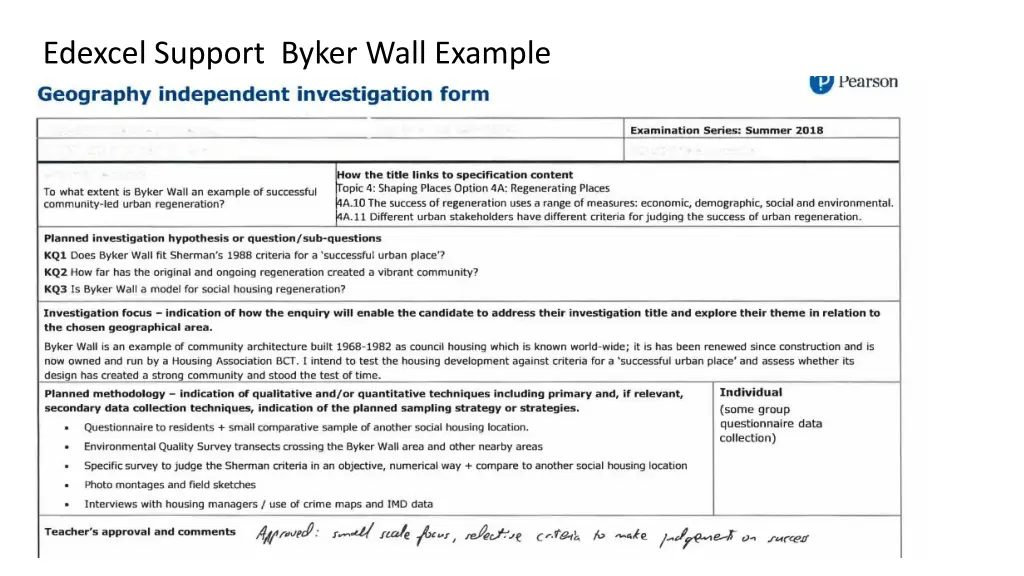 edexcel support byker wall example